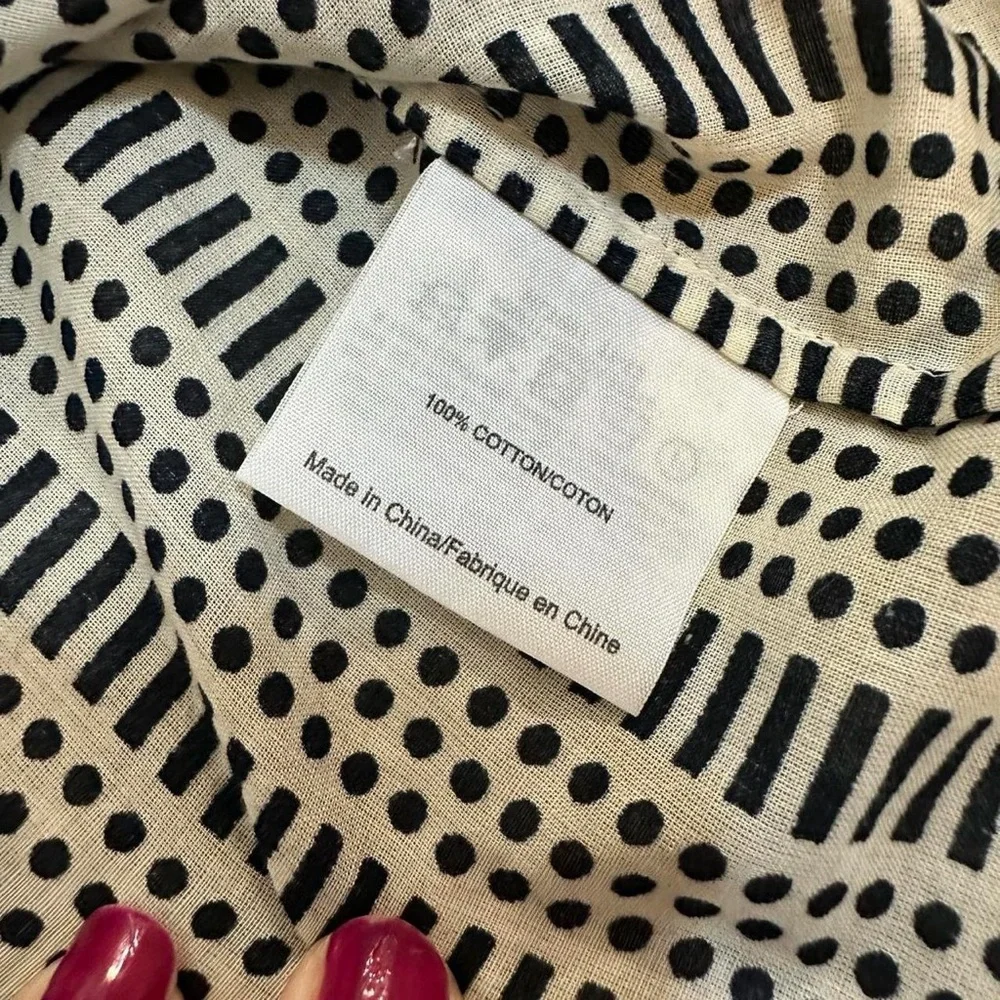 Tory Burch Black White Geometric Long Sleeve Lightweight Dress Size 4